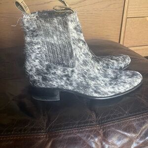 Gray pony hair leather ankle Boots.